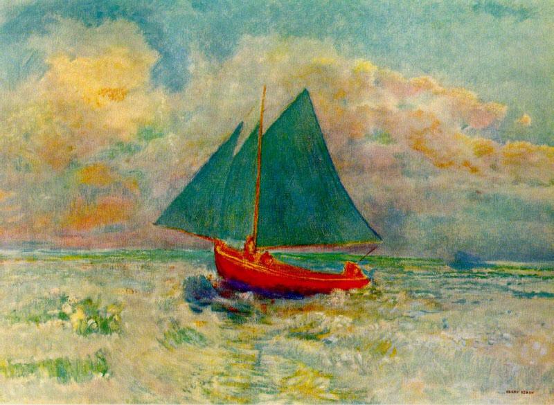 Odilon Redon Red Boat with a Blue Sail Germany oil painting art